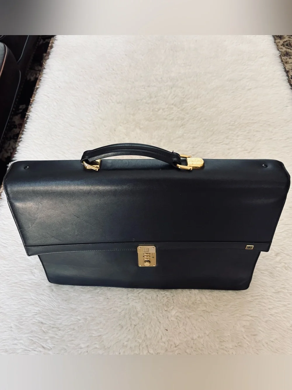 Dunhill Vintage Black Leather Unisex Attache/Business Bag